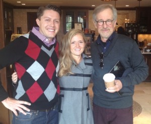 Rob Ferre and his wife Larissa with Steven Spielberg